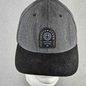 Travis‎ Mathew Hat Cap Snap Back Gray Black Always On Vacation Patch Mens Golf